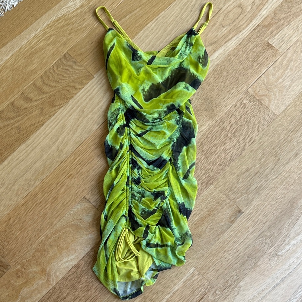 Jonathan Simkhai Lime and Black Mesh Dress